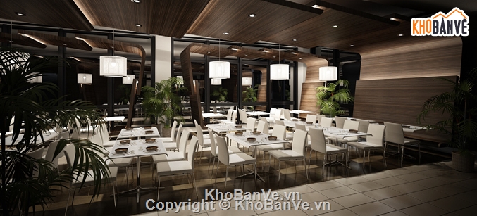 thiết kế nhà hàng,3dsmax nhà hàng,model 3dsmax,thiết kế nội thất,phong cách hiện đại,thư viện model