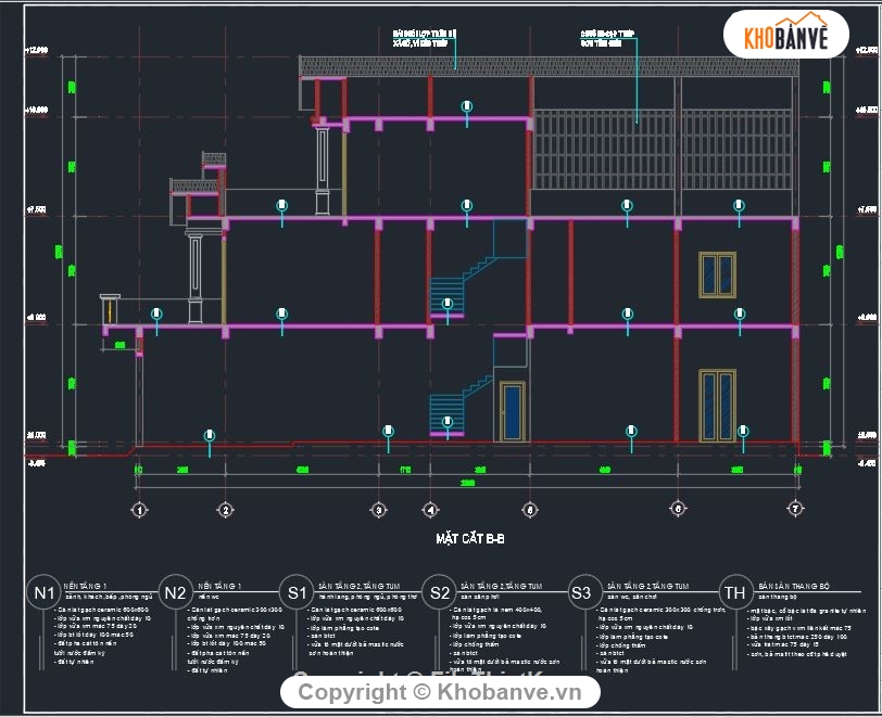 CAD bản vẽ nhà phố 3 tầng,File cad kiến trúc 3 tầng 5x22m,File cad thiết kế nhà 3 tầng,Auotocad kết cấu nhà phố,Cad nhà mái thái 3 tầng 5x22m