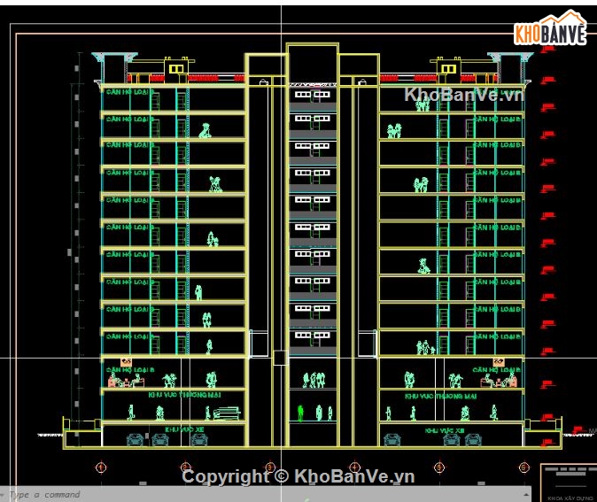 đồ án tốt nghiệp,cad chung cư,đồ án  13 tầng