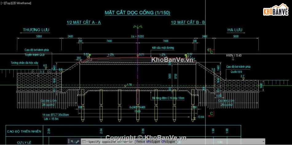 bản vẽ cống bản,cống hộp 3x3m,file cad cống hộp