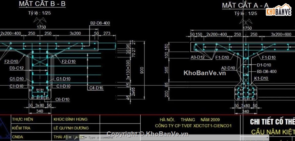 bản vẽ kết cấu,kết cấu dầm,bản vẽ dầm bản