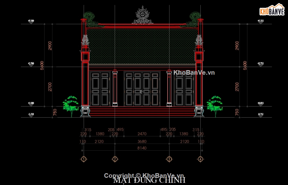 nhà thờ 3 gian,nhà từ đường,nhà thờ họ 3 gian,bản vẽ thiết kế nhà thờ họ,file cad nhà thờ họ 3 gian,kết cấu nhà thờ bê tông giả gỗ