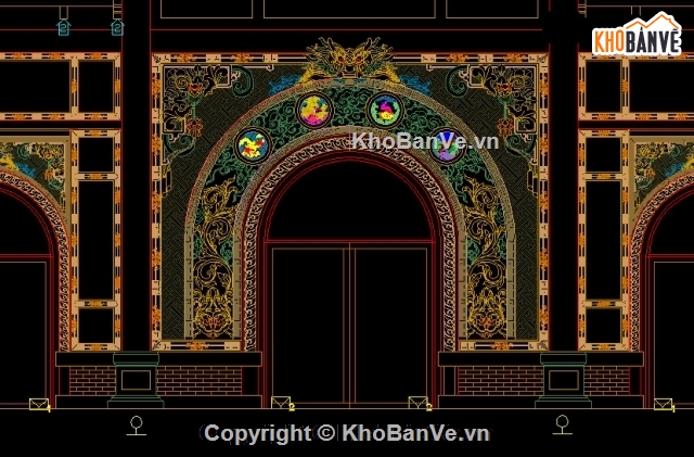 mái vòm,Bản vẽ cổng vòm,thiết kế cổng mái vòm
