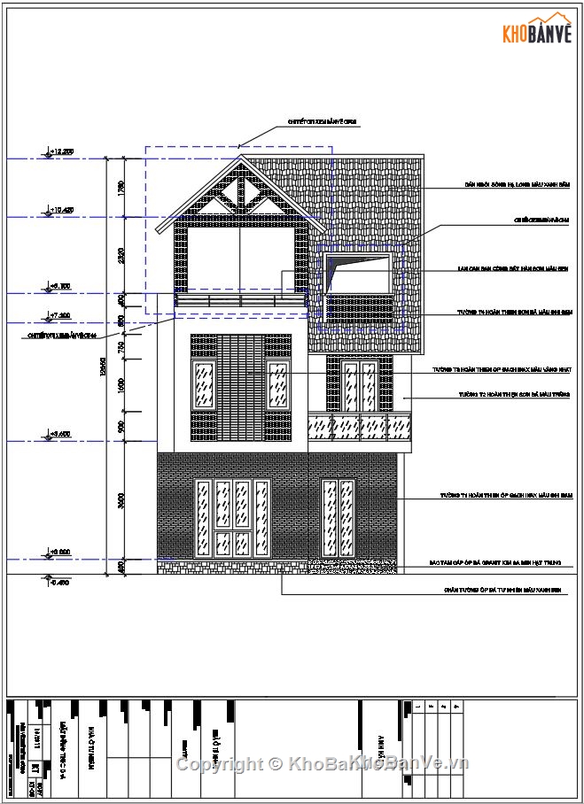 biệt thự 3 tầng,biệt thự 3 tầng mái thái,biệt thự 3 tầng 7.5x8.5m,kiến trúc biệt thự 3 tầng,kết cấu biệt thự 3 tầng