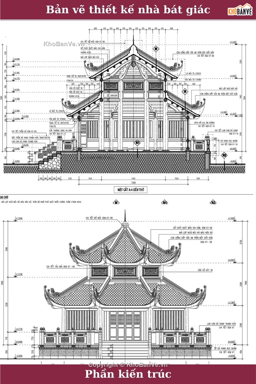 nhà bát giác,cad nhà bát giác,thiết kế nhà bát giác