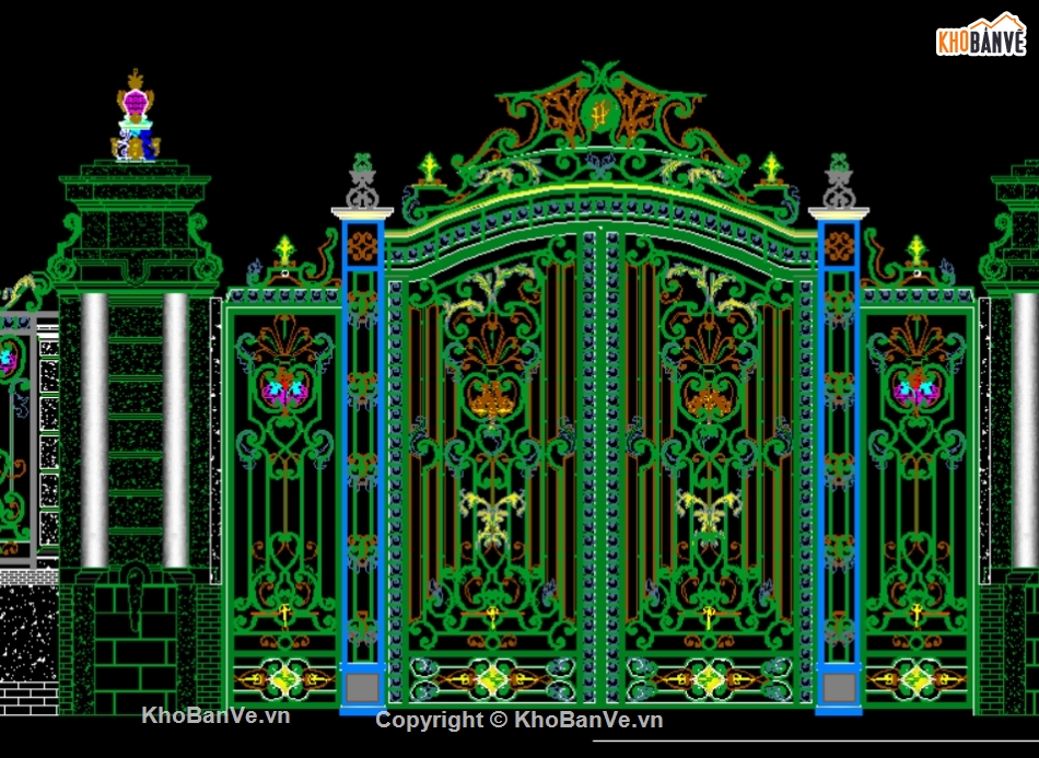 Cổng sắt mỹ thuật,file cad cổng 2 cánh,cổng 2 cánh file sketchup,cổng mỹ thuật 2 cánh,file cổng sắt mỹ thuật