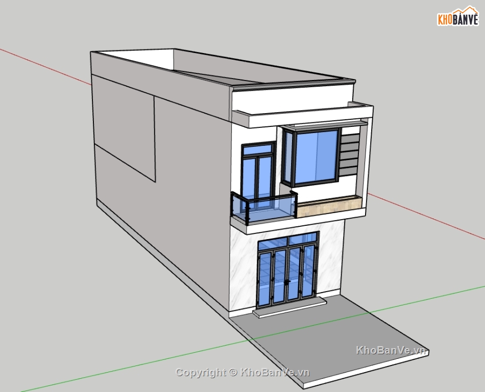 nhà phố,nhà phố 2 tầng,su nhà phố,sketchup nhà phố