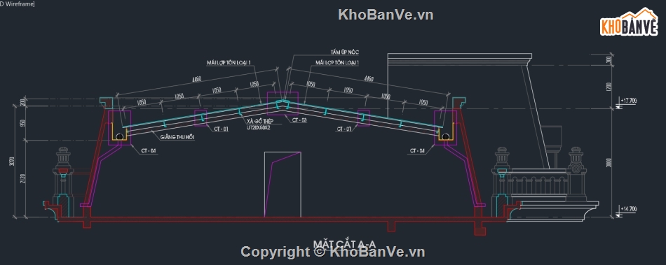 mái ngói,mái tôn,bản vẽ cad mái ngói,bản vẽ cad mái tôn