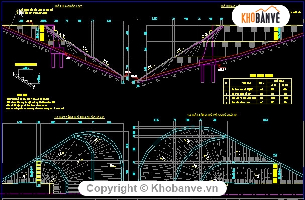 thiết kế cầu,Bản vẽ dầm T,Cầu 4 nhịp dầm T 33m,Khổ cầu B=7+2x0.5m,Bản vẽ cầu Huổi Nguyên - Km11+794.26