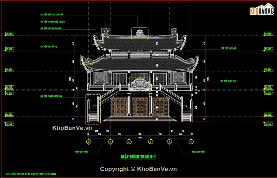 chùa,bản vẽ chùa 2 tầng,file cad chùa 2 tầng,bản vẽ tham khảo chùa 2 tầng,bản vẽ đình chùa,tam bảo chùa