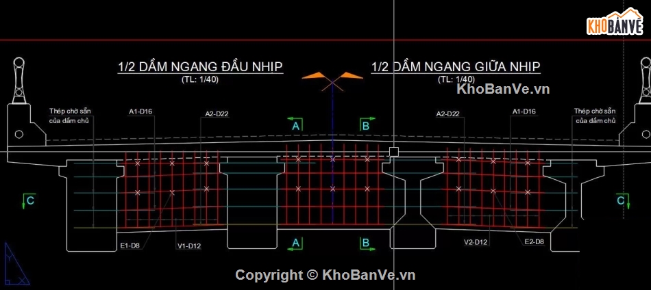cầu dầm,Bản vẽ dầm,Bản vẽ dầm I