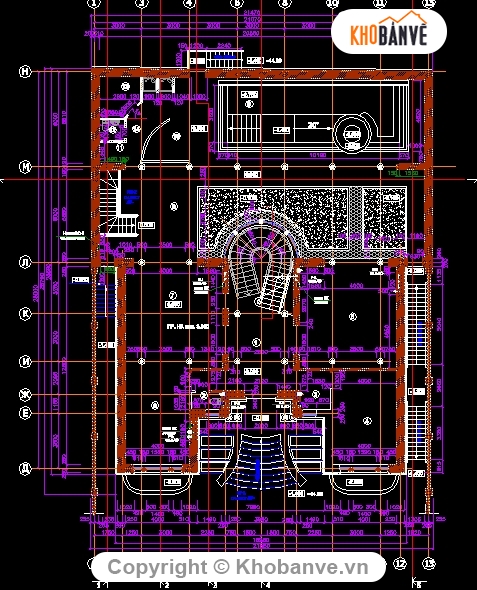 biệt thự 3 tầng,bản vẽ autocad biệt thự 3 tầng,bản vẽ 3 tầng