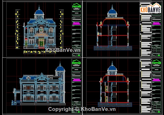 Bản vẽ biệt thự tân cổ điển,biệt thự tân cổ điển 11.3x17.5m,biệt thự hiện đại 2 tầng,mẫu biệt thự 2 tầng