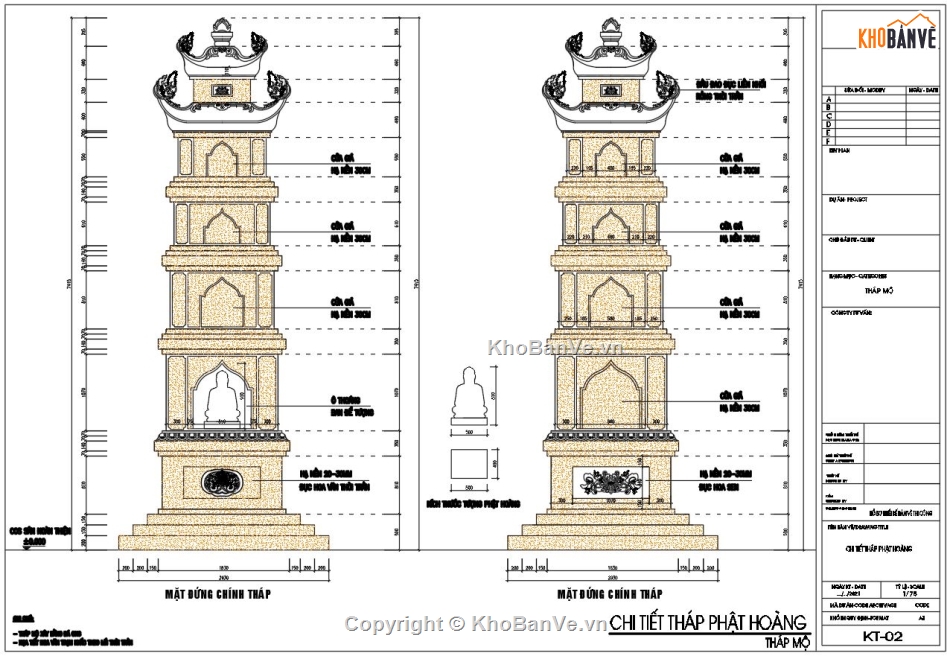 Bia mộ tháp đá ong,Bản vẽ tháp đá ong,Bản vẽ bia mộ