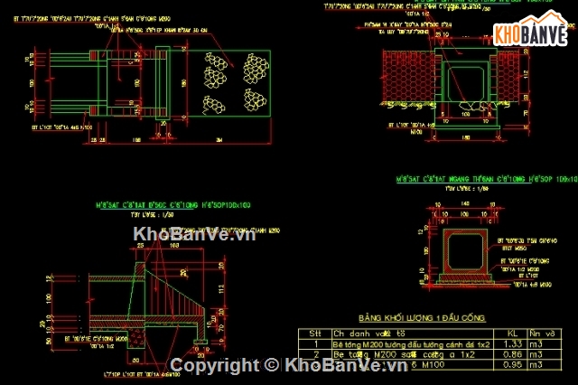 Bản vẽ cống hộp,mẫu cống hộp,thiết kế cống hộp khẩu độ 1x1x1m,bản vẽ cống hộp