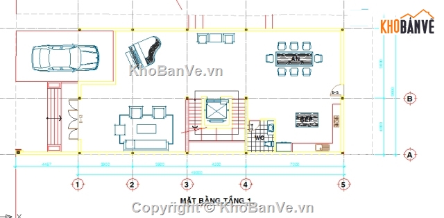 bản vẽ kiến trúc nhà 5 tầng,bản vẽ nhà 5 tầng,biệt thự 5 tầng 9x19m