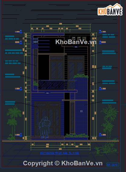 nhà ống,nhà ống đẹp,bản vẽ nhà ở 2 tầng,nhà 2 tầng 4.98x10m