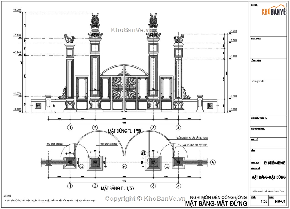 Bản vẽ nghi môn,Bản vẽ cổng đền,Bản vẽ cổng chùa,File cad thiết kế cổng đền,Cổng chùa