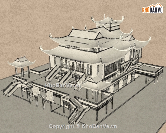 thiết kế chùa 20x40m,bản thiết kế chùa vua,bản vẽ thiết kế chùa,thiết kế chùa miếu,thiết kế đình chùa