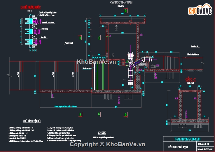 thiết kế trạm bơm,trạm bơm,Thiết kế mẫu,bản vẽ trạm bơm,trạm bơm 700m3 trên giờ