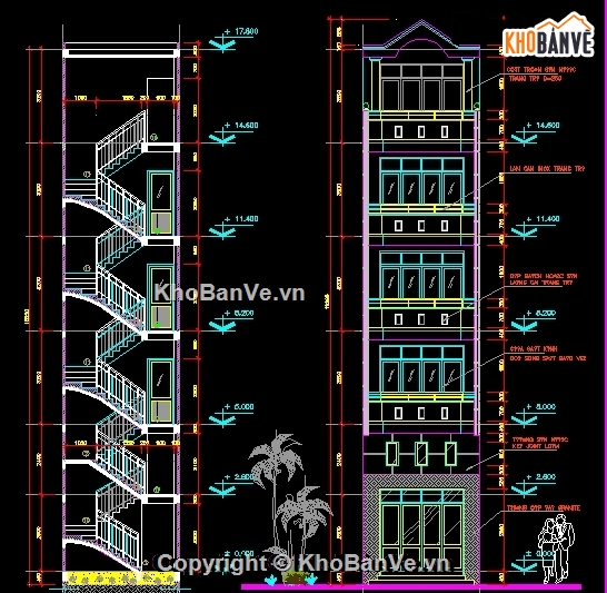 biệt thự 6 tầng,Biệt thự 4x16m,bản vẽ biệt thự,bản vẽ biệt thự 6 tầng,thiết kế biệt thự 6 tầng