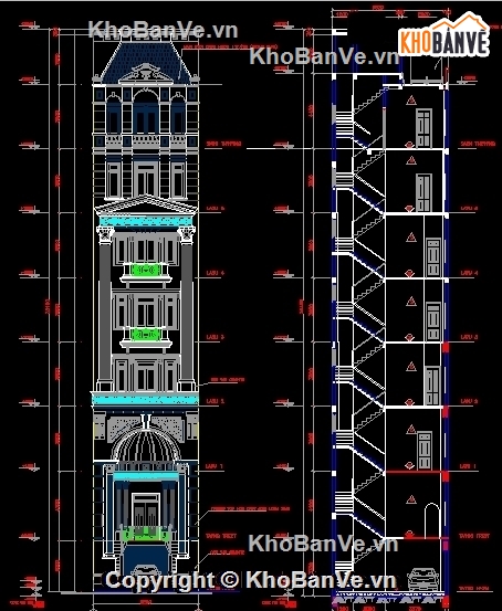 kiến trúc 9 tầng,biệt thự 9 tầng 6.5x25.7m,bản vẽ biệt thự,biệt thự pháp 9 tầng,bản vẽ biệt thự 9 tầng