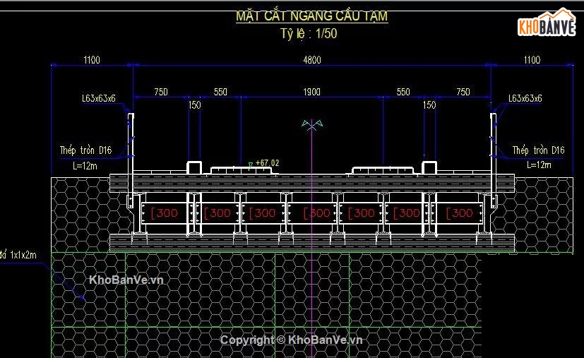 L=12m,cầu 1 nhịp,cầu tạm L=12m