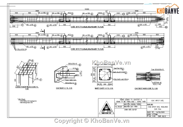 thiết kế cọc,Bản vẽ cọc,bản vẽ cọc bê tông cốt thép,cọc bê tông cốt thép D200,cọc bê tông cốt thép D500