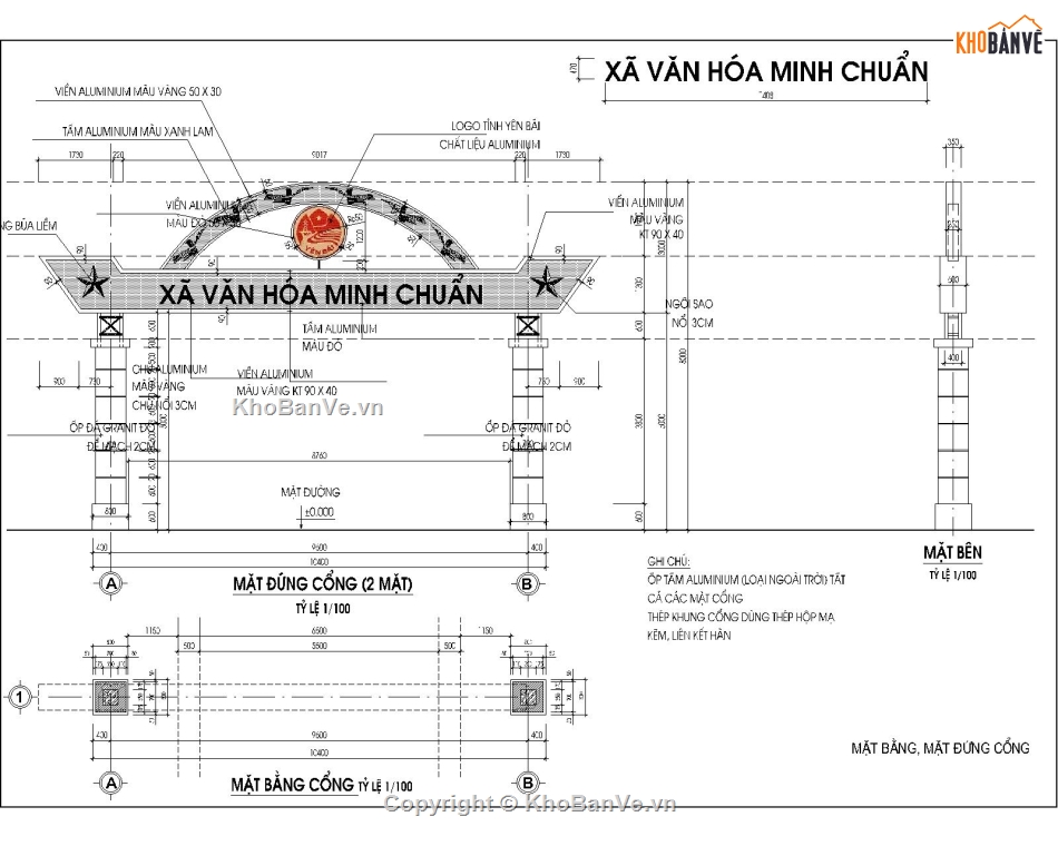 file autocad cổng chào,bản vẽ cổng chào qua đường,bản vẽ cổng chào nông thôn mới