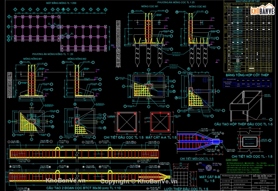 đồ án xây dựng,cad nền móng,File cad,nền,móng