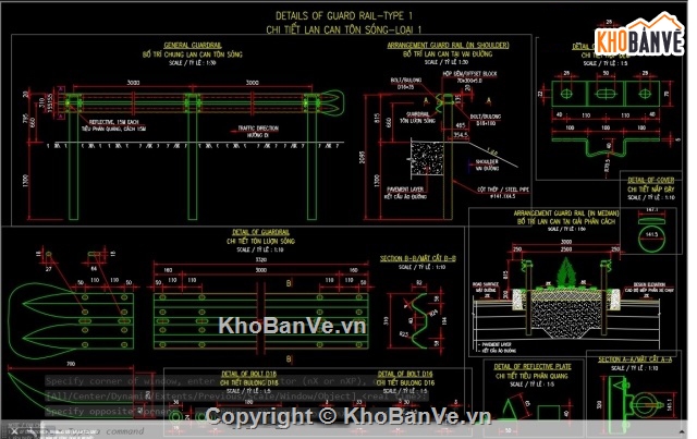 Hộ lan tôn sóng,an toàn giao thông,bản vẽ hộ lan giao thông,cad hộ lan