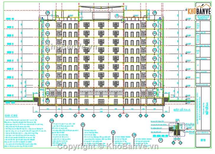 kí túc xá 10 tầng,bản vẽ kí túc xá 10 tầng,file cad kí túc xá 10 tầng