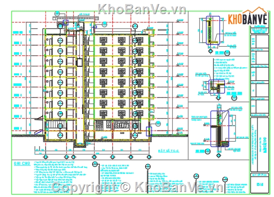 kí túc xá 10 tầng,bản vẽ kí túc xá 10 tầng,file cad kí túc xá 10 tầng