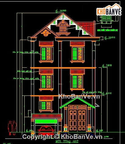 File cad kết cấu kiến trúc thiết kế nhà phố 3 tầng