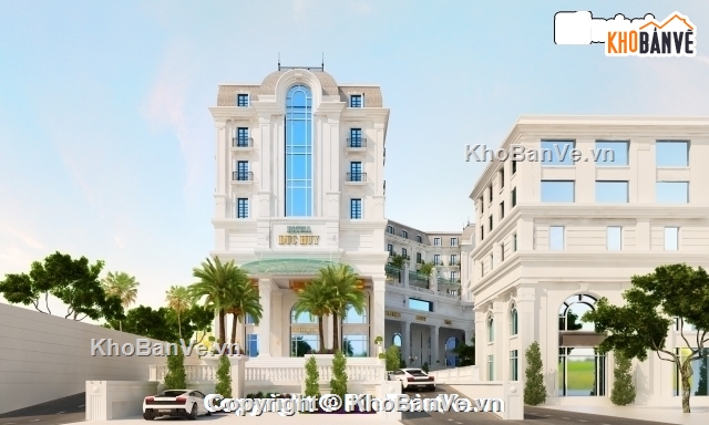 khách sạn tân cổ điển,khách sạn 7 tầng tân cổ điển,khách sạn Đức Huy,bản vẽ khách sạn Đức Huy