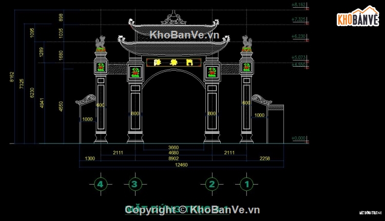 mẫu cổng làng,bản vẽ cổng làng,thiết kế cổng làng,mẫu cổng làng văn hóa
