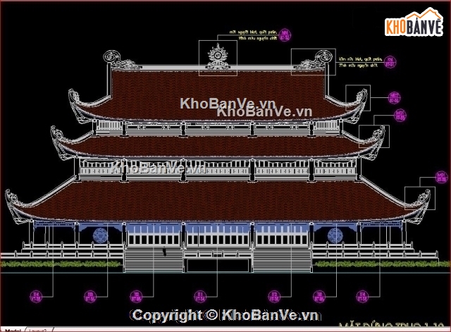 bản vẽ kiến trúc,kiến trúc mái chùa,kiến trúc mái Chùa Tràng An,thiết kế chùa tràng an