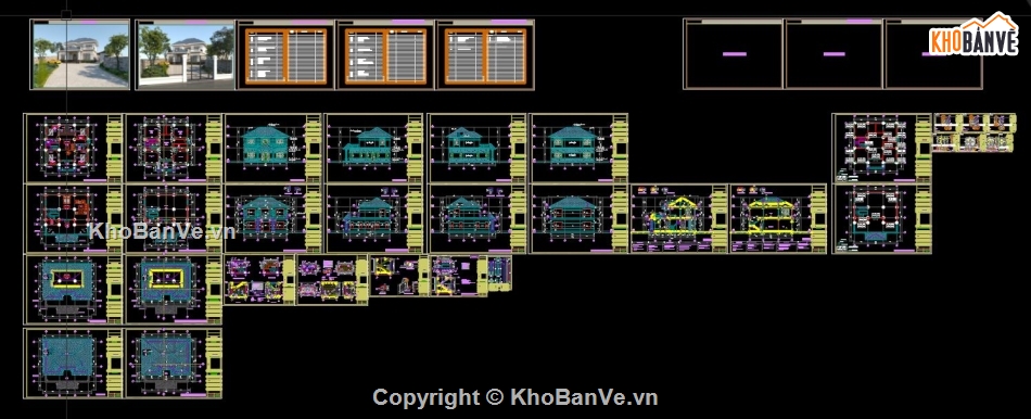 biệt thự mái nhật,biệt thự 2 tầng,autocad biệ thự