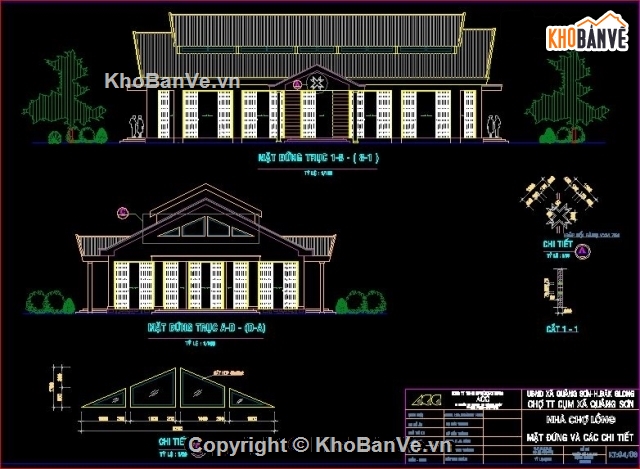 chợ Lồng xã quảng sơn,file cad vẽ chợ,thiết kế Kiến trúc Chợ Lồng