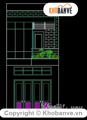 Bản vẽ autocad,nhà mặt phố,Bản vẽ nhà phố,nhà 2 tầng 4x20m,mẫu nhà phố 2 tầng