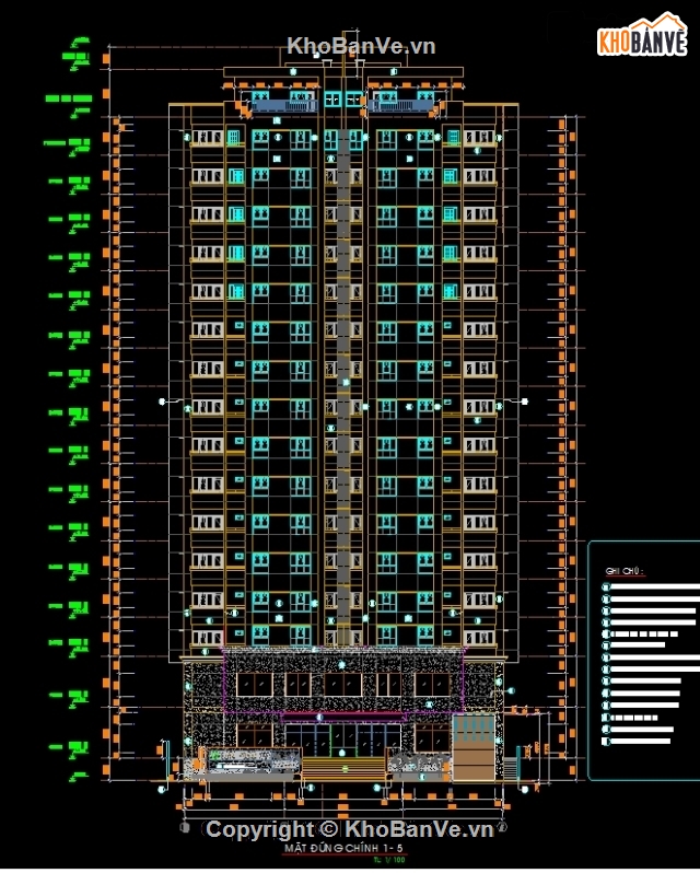 bản vẽ khách sạn,bản vẽ tòa nhà cao ốc,bản vẽ chung cư Lapaz Tower 38 tầng