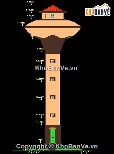 Bản vẽ thiết kế,Đài nước,hệ thống cấp nước,Đài nước cao 11m