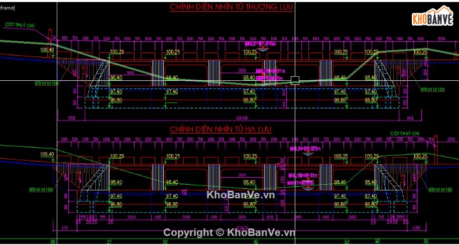 Bản vẽ cống hộp,bản vẽ ngầm tràn dạng cống hộp,file cad cống hộp