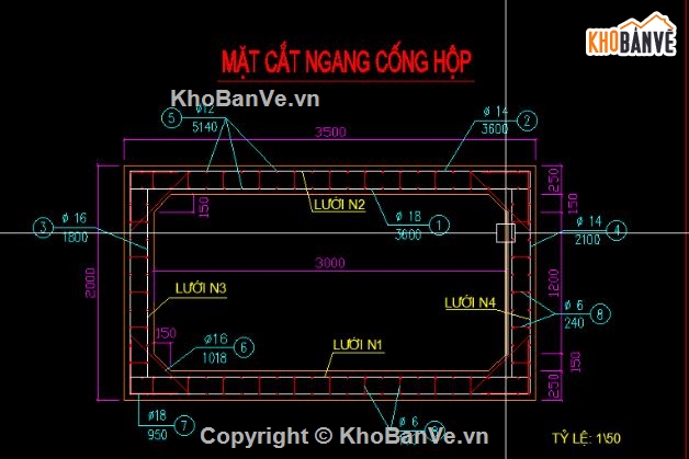 Bản vẽ cống hộp,bản vẽ ngầm tràn dạng cống hộp,file cad cống hộp