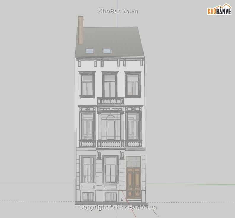 Nhà phố 3 tầng,model su nhà phố 3 tầng,nhà phố 3 tầng file su,sketchup nhà phố 3 tầng