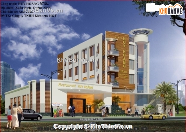khách sạn 4 tầng,kiến trúc khách sạn,kết cấu khách sạn,khách sạn kích thước 28x33m