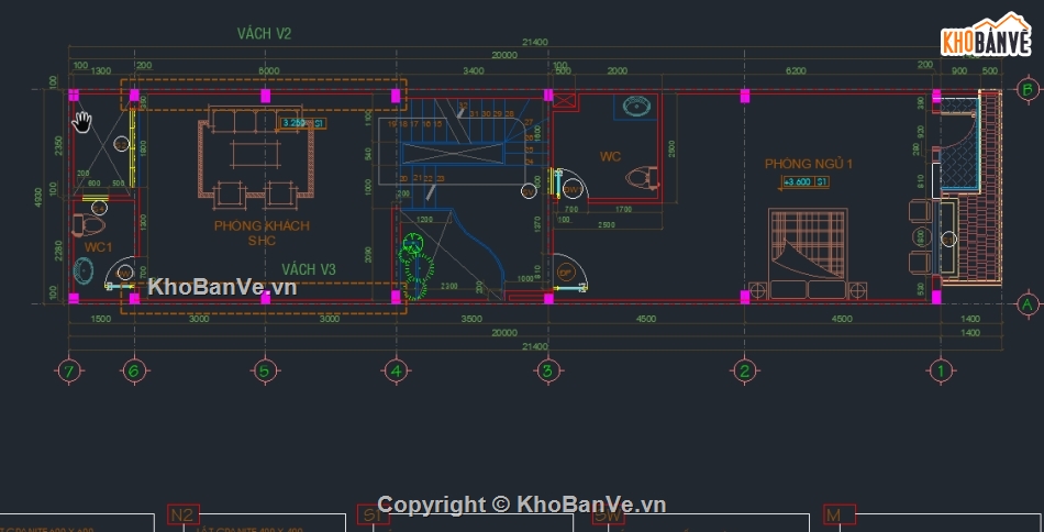 Nhà phố 3 tầng,CAD Nhà phố 3 tầng,Nhà phố 3 tầng CAD