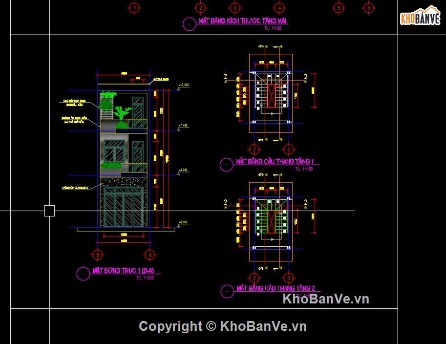 Bản vẽ nhà phố 3 tầng,nhà phố 3 tầng file cad,autocad nhà phố 3 tầng,nhà phố 3 tầng 4x16m,sketchup nhà phố 3 tầng