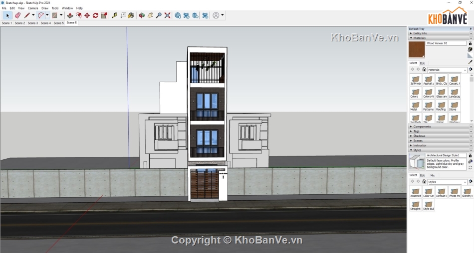 sketchup nhà phố 4 tầng,kiến trúc nhà phố 4 tầng,autocad nhà phố 4 tầng,bản vẽ nhà phố 4 tầng