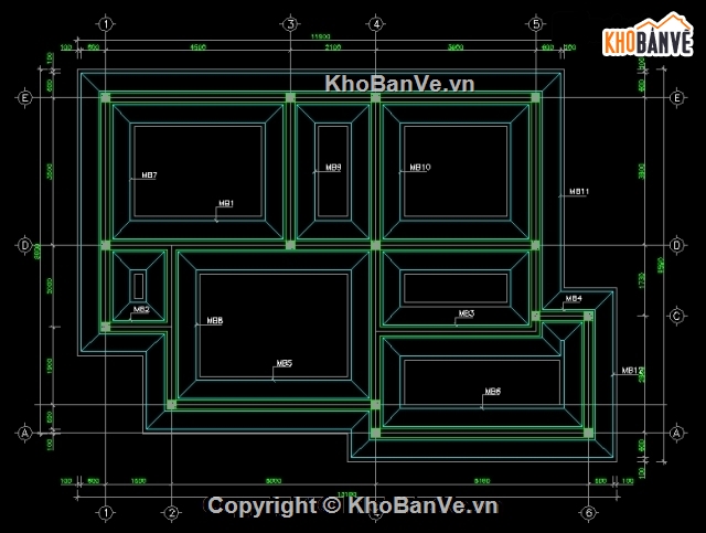 kiến trúc biệt thự,kết cấu biệt thự,biệt thự 2 tầng,nhà kích thước 7.7x12m,bản vẽ biệt thự 2 tầng,thiết kế biệt thự 2 tầng